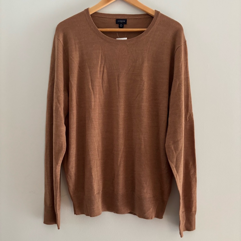 J.Crew Supersoft Wool Blend Crewneck Sweater Men’s Medium Camel Tan NWT Preppy